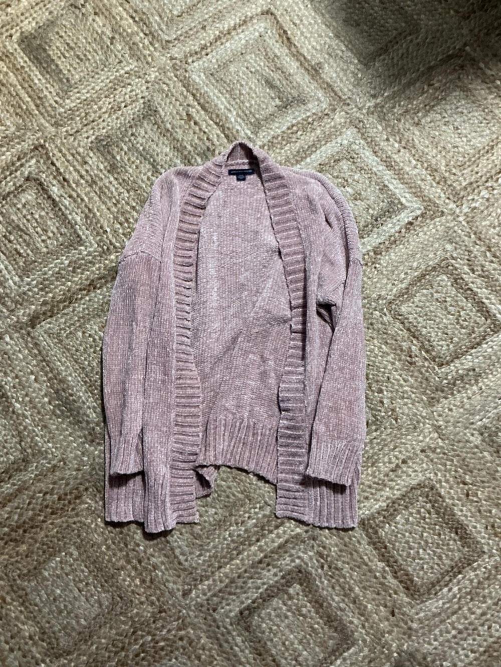 American Eagle Outfitters Open-Front Chenille Cardigan - Mauve Pink